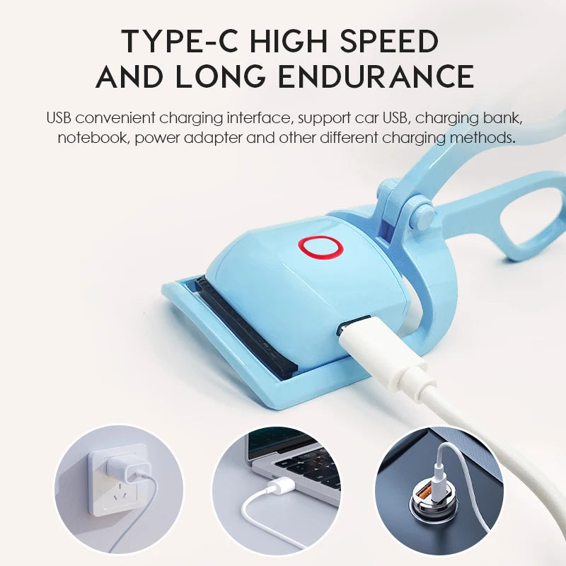 NATUHANA Eyelash Curler Portable Electric Heated Comb Perm Long Lasting Eyelashes Curls Thermal Eyelash Curler Makeup Tools