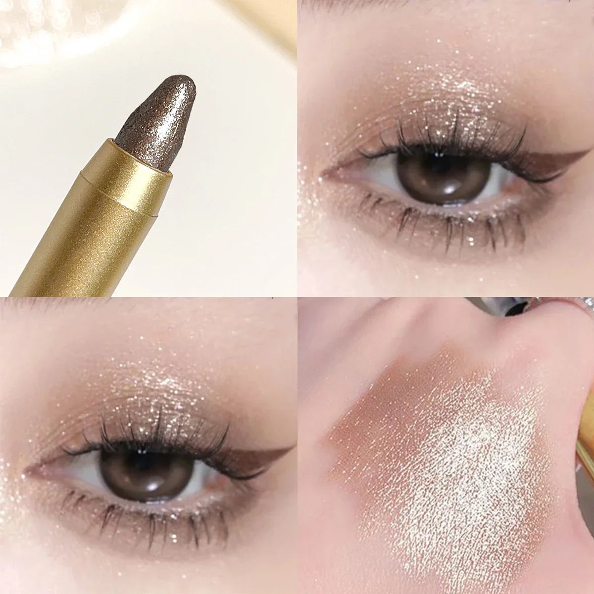 The dual-ended eyeshadow pencil highlighter illuminates the eyeshadow stick without smudging for a natural contour