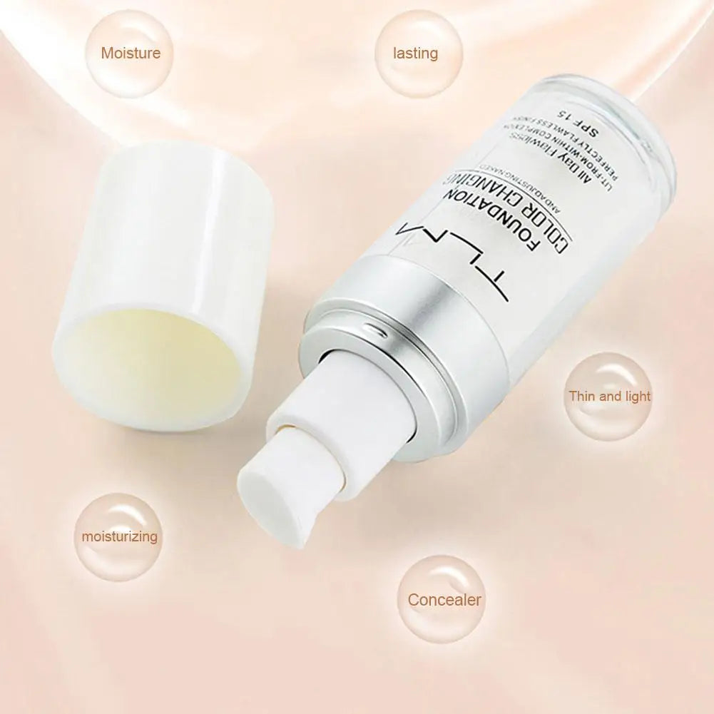 Colour Changing Liquid Foundation Hides Wrinkles & Lines, BB Cream Makeup Base Concealer Moisturizing Primer All Skin Tone SPF15