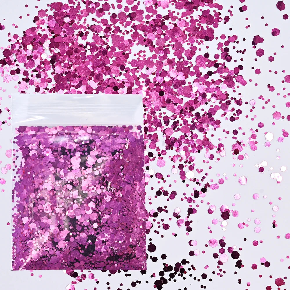 10g Pink Love Heart Nail Sequins Holographics Glitter Sequins Nail Art Decoration Mixed Size Ultrathin Flakes Manicure Sequins