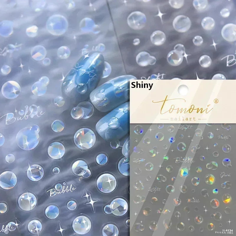 Sea Wave Jellyfish Starfish Conch Shell Dolphin Pearl Summer Beach Goldfish Water Bubble Mermaid Koi INS Nail Art Stickers Decal