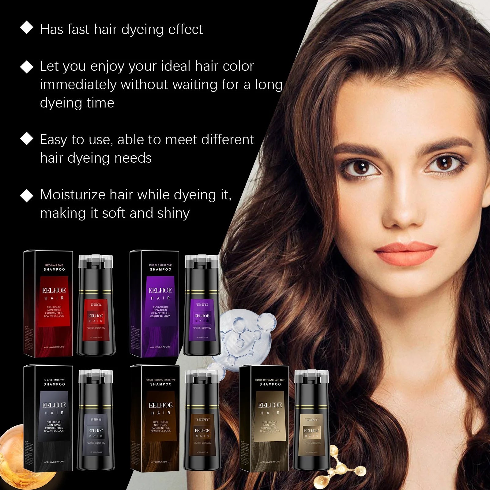 EELHOE Hair Dye Shampoo Nova Hair Instant Dye Shampoo Men Women Quick Easy Safe Hair Color Gray Hair Coverage Nourish Scalp