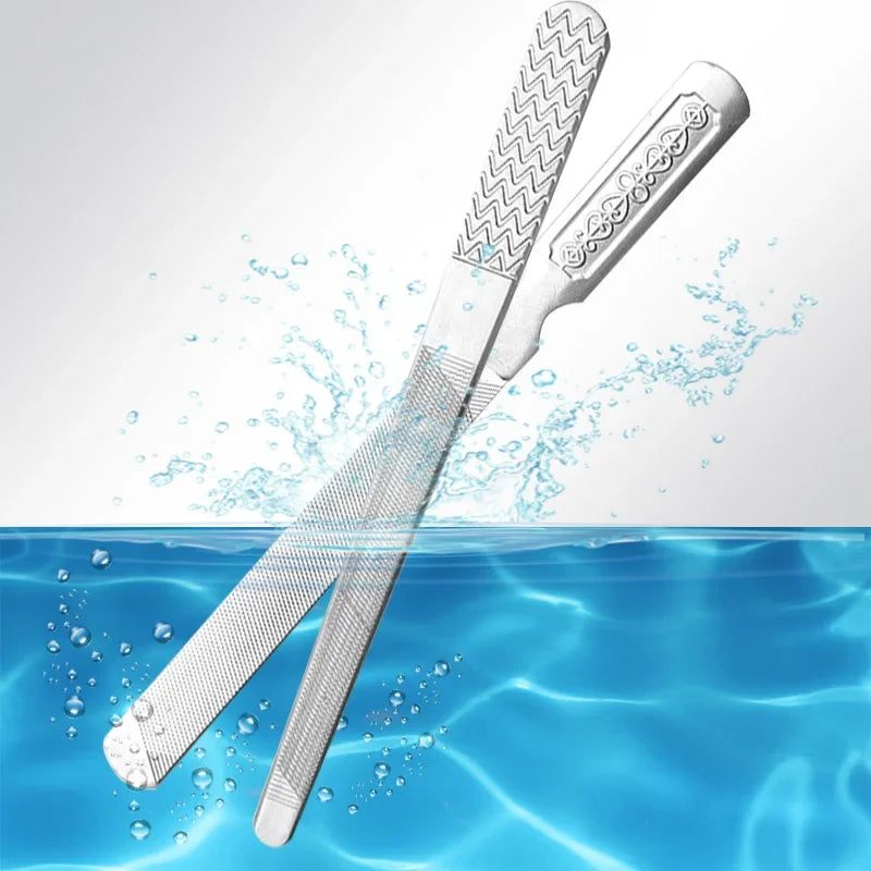 Nail Files Durable Stainless Steel Professional Double Sided Nail Sanding Grinding Buffer Manicure Pedicure Scrub Nail Art Tools