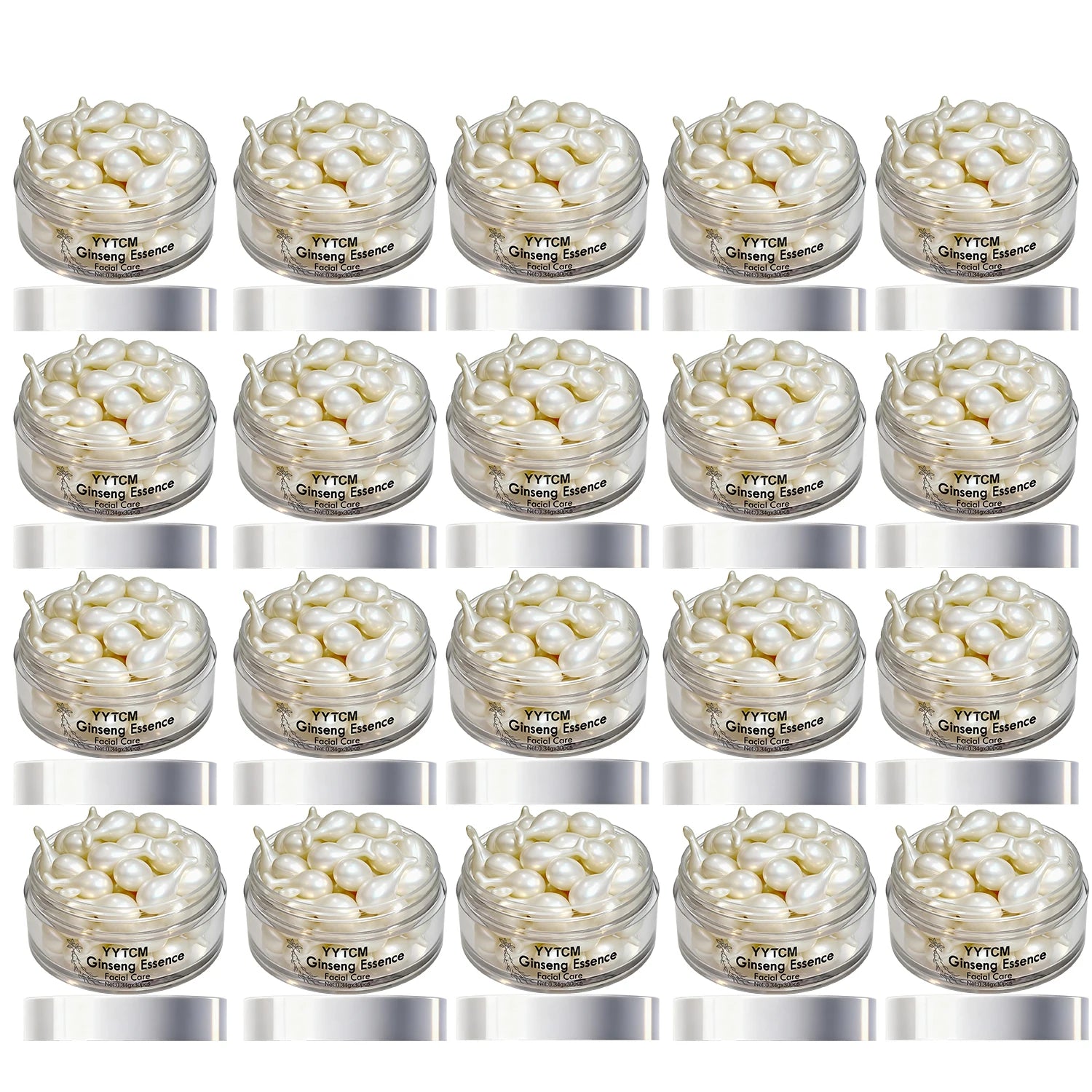 Ginseng Essence Capsules, Moisturizing and Firming Essence Serum, Contains Squalane, Niacinamide, Vitamin E, Retinol, Deep Hydration (0.34Gx30 Capsules)/Bottle-1 Bottle
