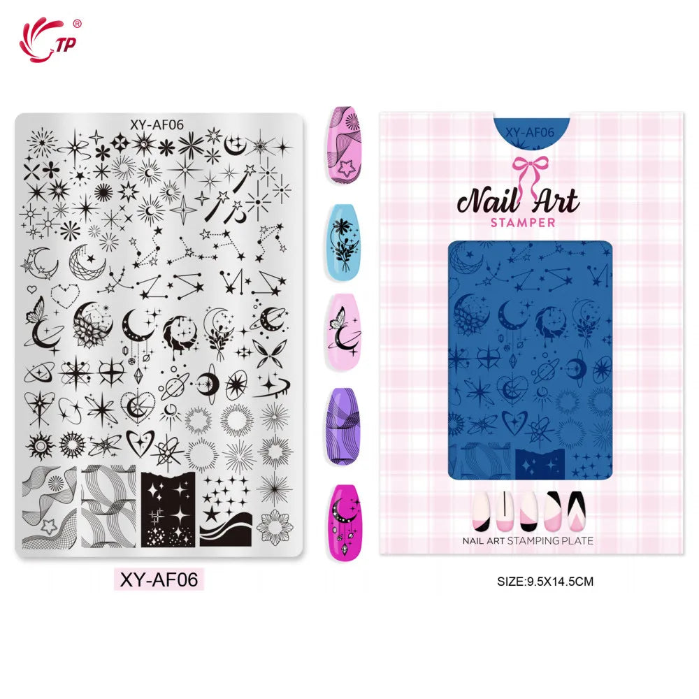 TP Nail Art Templates Butterfly Plaid Design Nail Stamping Plate for Nail DIY Polish Printing Transfer Template Manicure Tools