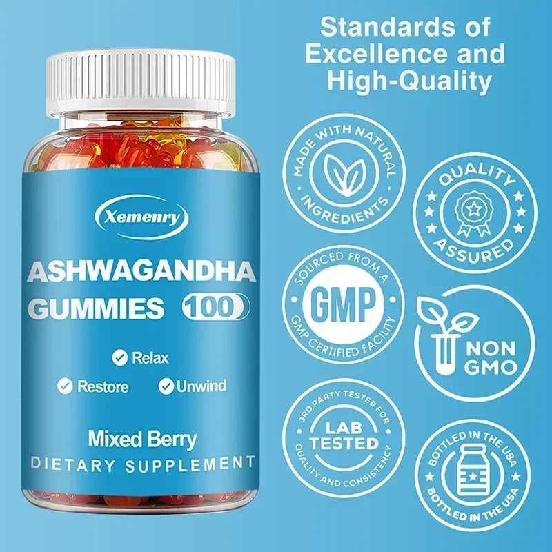 Ashwagandha Gummies - Relieve Stress, Improve Sleep, Enhances Energy and Libido, Promotes Energy and Endurance, Muscle Mass