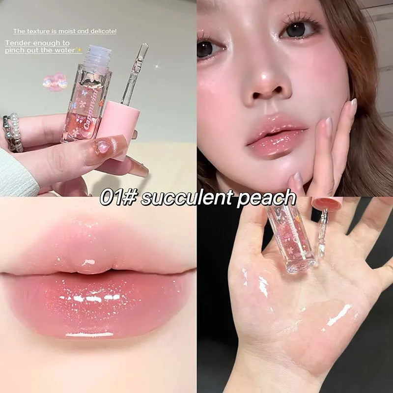 1/3pcs Moisturizing Jelly Mirror Water Lip Gloss Set Lasting Transparent Hydrating Plumping Clear Lip Oil Korean Makeup Lip Care