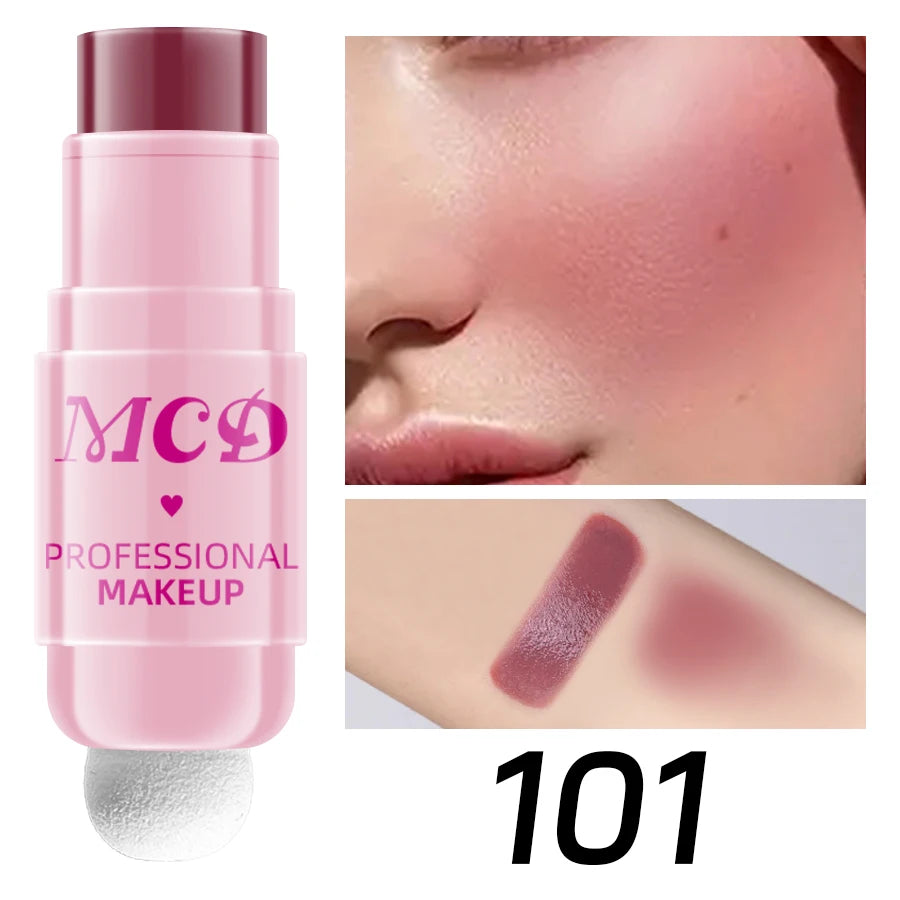 6Colors Makeup Blush Stick Lip Tinted Cooling Water Jelly Tint Jelly Blush Stick Bronzer Cheek and Nose Grooming Matte Blush