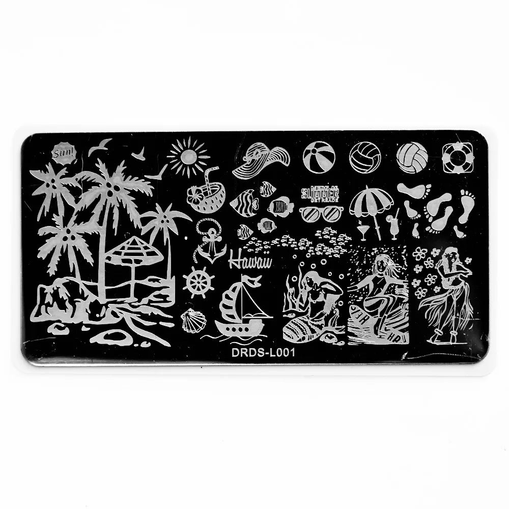1Pc Nail Art Stamp Plate Geometric Line DIY Stamping Image Plate 6*12CM Nail Stamping Plate Stainless Steel Plate Stencil JR-030