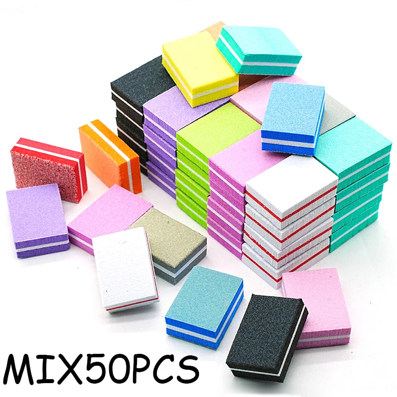 50Pc Professional Mini Nails Art buffer File 100/180 Sandpaper Manicure Tips Care File Sanding Polishing Grinding Equipment Tool