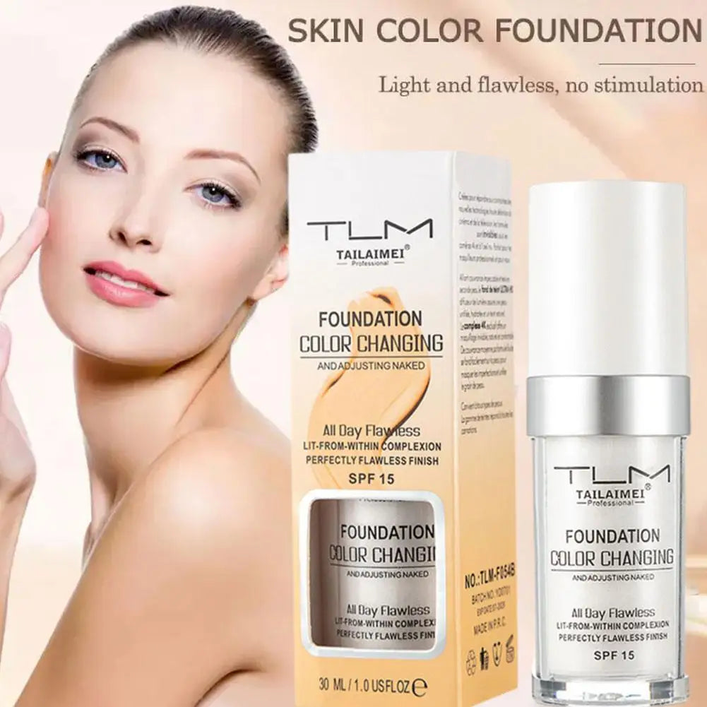 Colour Changing Liquid Foundation Hides Wrinkles & Lines, BB Cream Makeup Base Concealer Moisturizing Primer All Skin Tone SPF15