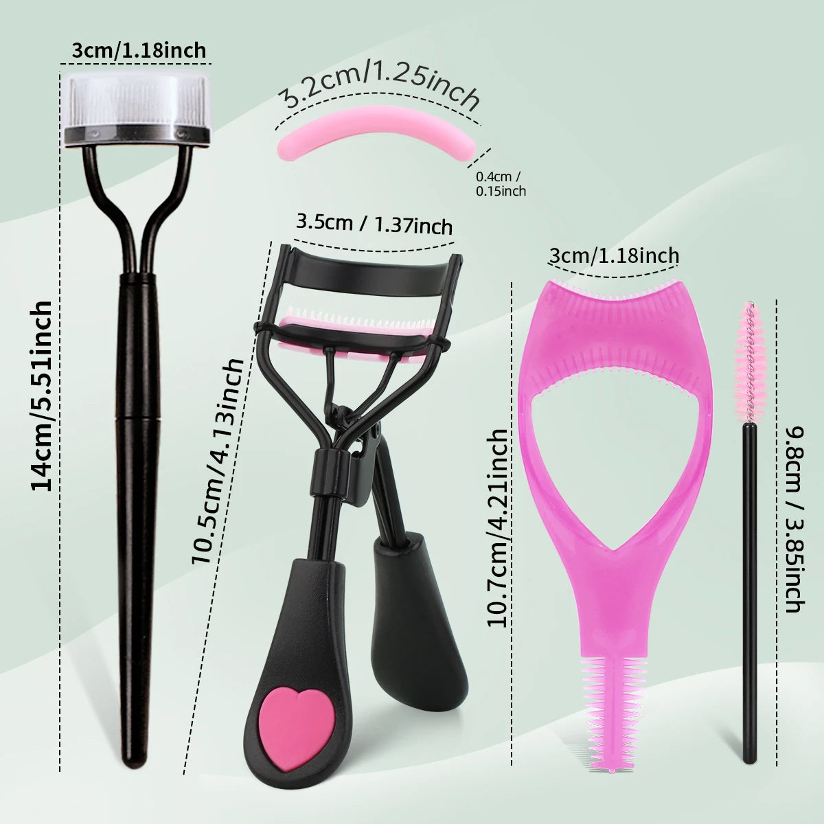 Love comb eyelash curler combination set, no harm to eyelashes, curling eyelash tools, suitable for men and women.