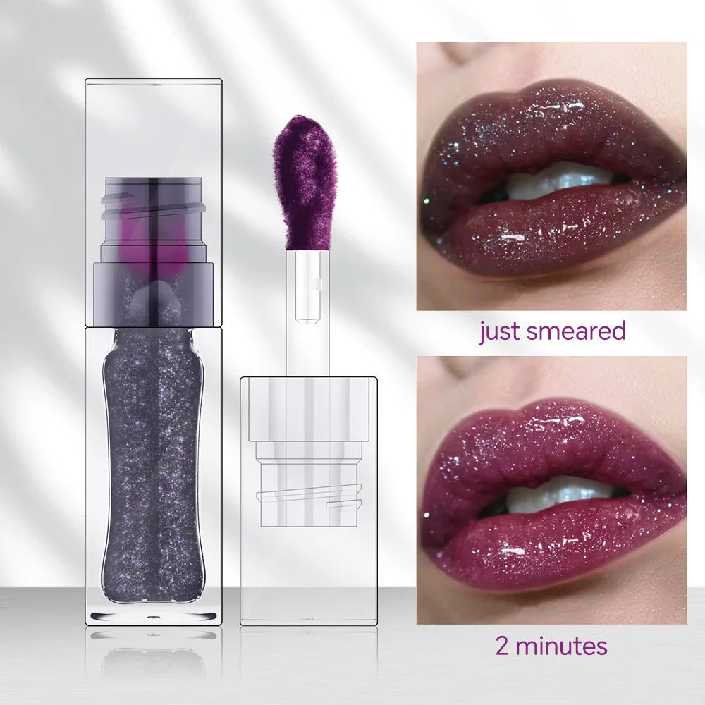 Magic Lip Oil Color Changing Lip Care Plumper Long lasting Moisturizing Cruelty Free Vegan Glitter Lipgloss Custom Logo 5pcs