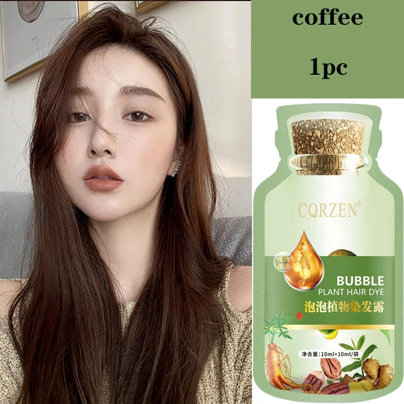 Pure Natural Herbal Hair Dye Shampoo Change Hair Color Cover Gray Hair White Hair Treatment Bubble Plant Hair Dye Hair Care