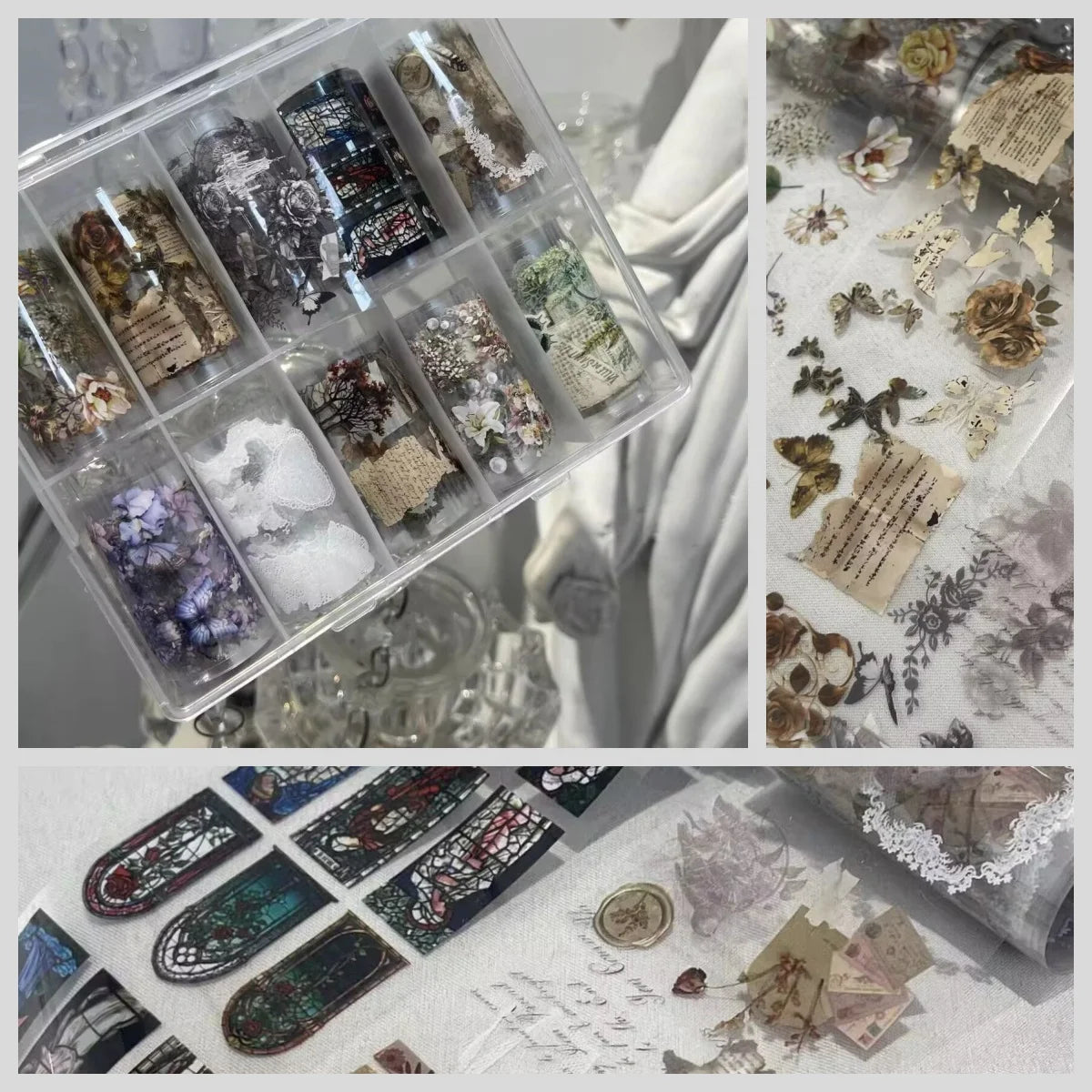 10Rolls Plaid Thousand-Bird Bow Stars Nail Foils Transfer Paper Nail Art Stickers Manicure Set Decal Nails Decoration