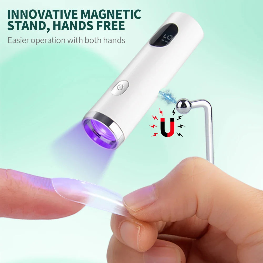 Nailpop Mini UV Nail Lamp for Polygel Nails Battery-Powered with Silicone Stamper Portable Handheld Curing Glue Gel Nail Dryer