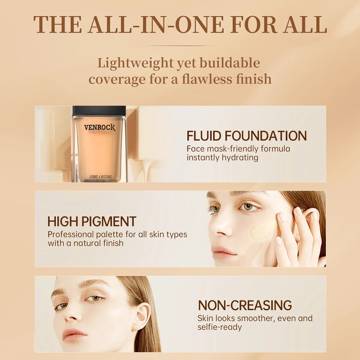 Long-lasting Hydrating Liquid Foundation - The Lifeline for Dry Skin, Stay Fresh Without Cakey Build, Brightens Tone, Natural Bare or Make-up-Free Look, Moisturizing and Smooth Creamy Base for a Flawless Finish