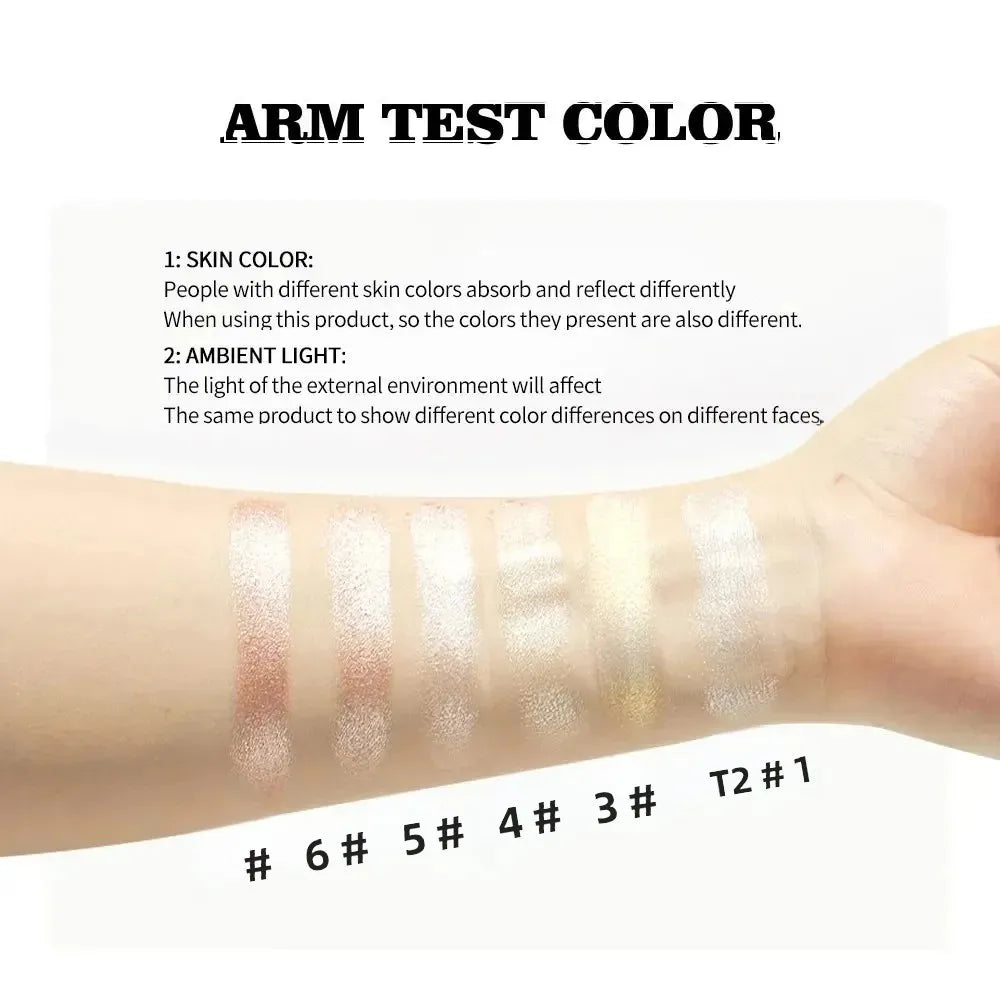 Long-lasting waterproof fine shimmer highlighter, natural glossy effect, brighten the contour and modify the face