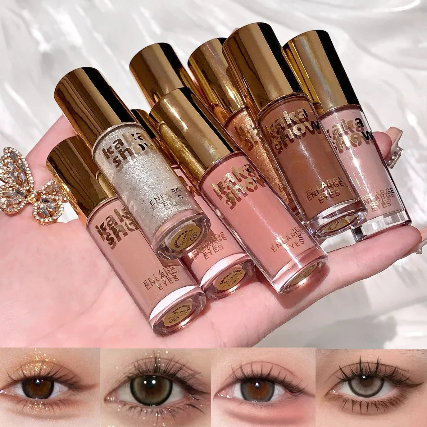Kakashow Mist Eyeshadow Liquid Matte Pearlescent Shimmer Brightens Earth-colored Liquid Eyeshadow, Complete Eyemakeup in 3 Min