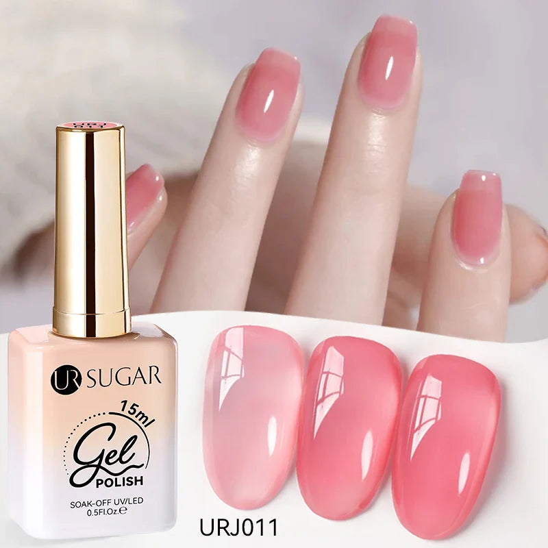 UR SUGAR 15ml Jelly Nude Gel Nail Polish Light Pink Translucent Color Soak Off UV LED Gel Varnish Nail Art DIY Fashion Manicure