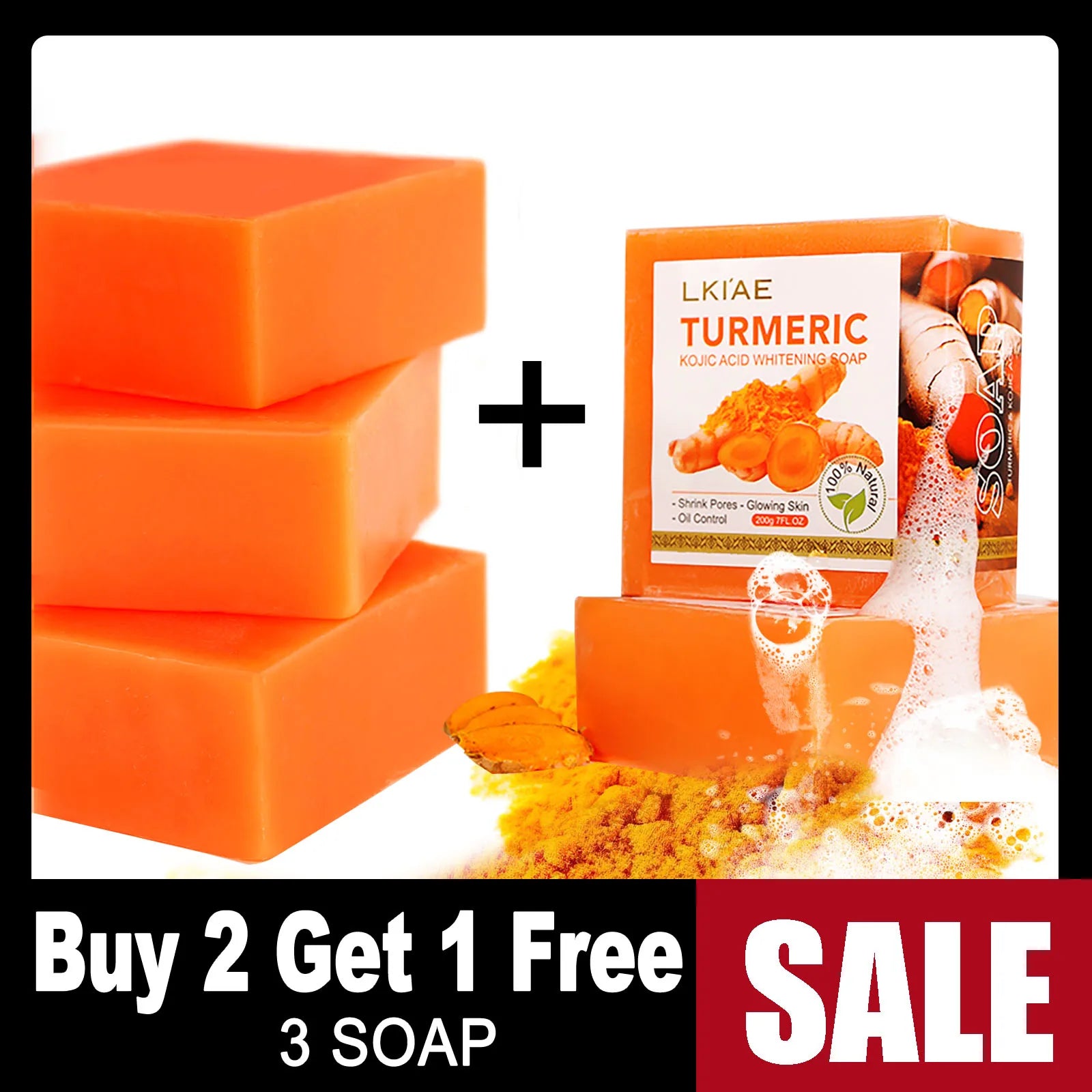 Natural Turmeric Whitening Body Wash, Deeply Clean Skin, Remove Dark Spot, Pimple, Acne, Smooth Skin, For Face & Body Soap Bar
