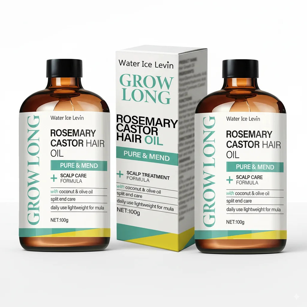 Rosemary Castor Hair Oil - Scalp Care & Split End Repair, Coconut Olive Oil Lightweight Blend, Winter Therapy