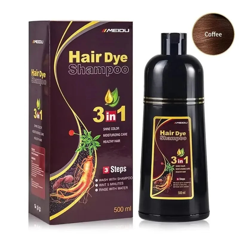 Meidu 3 In 1 Instant Coloring Shampoo Natural Black Color for Men Women Hair Dye Herbal Brown Purple Hair Dye Hair Dye Shampoo