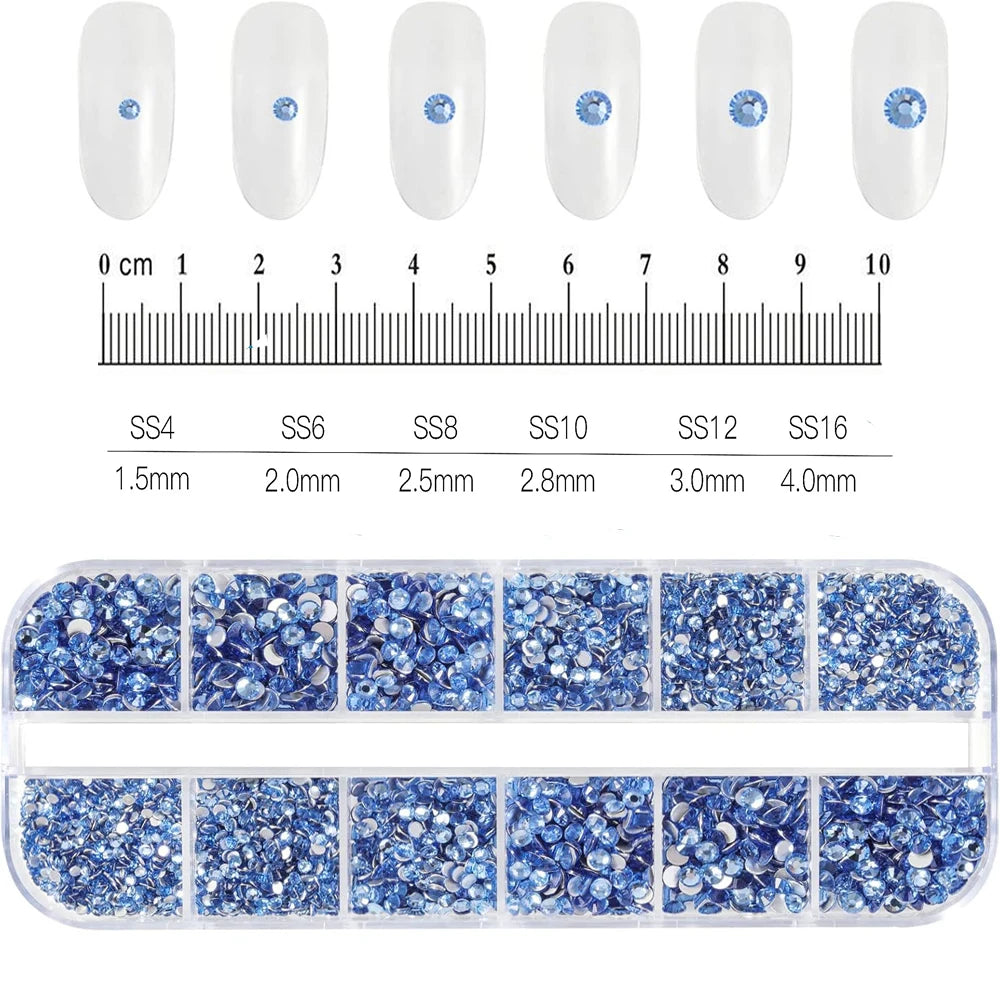 12Grids Pink Mixed Nail Rhinestones Luxury Nail Charms Glitter Crystal Jewelry Gems Nail Art Decoration DIY Manicure Rhinestones