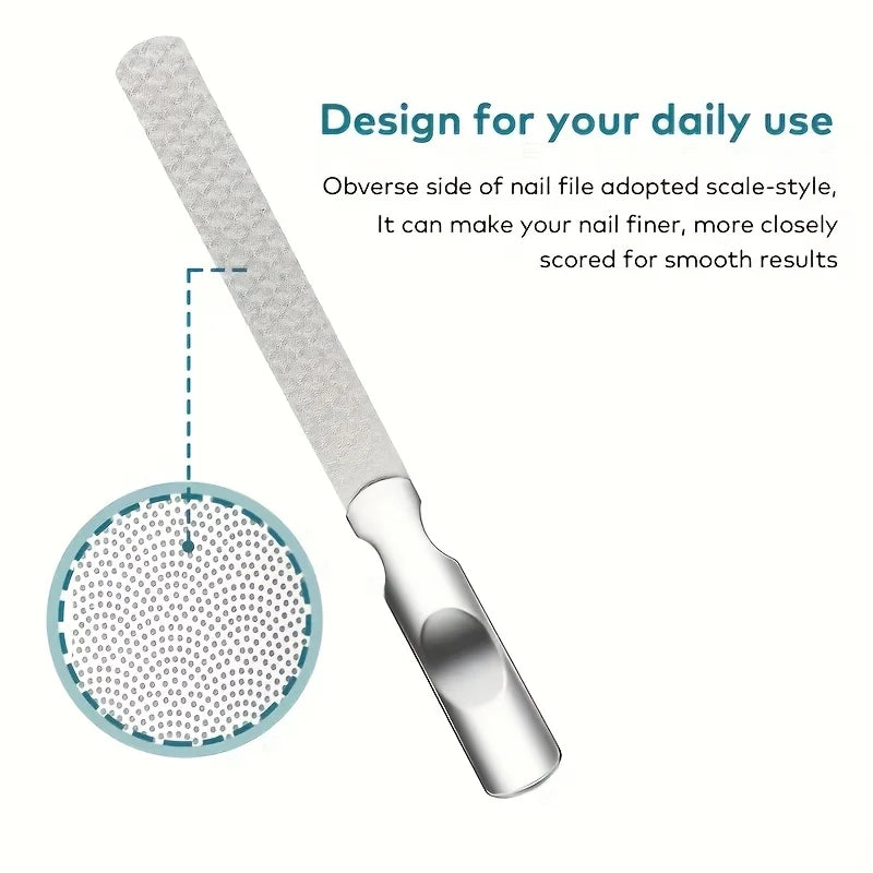 Professional Stainless Steel Nail File Double-Sided Heavy Duty & Reusable Manicure Tool for Natural Nails Christmas Gift
