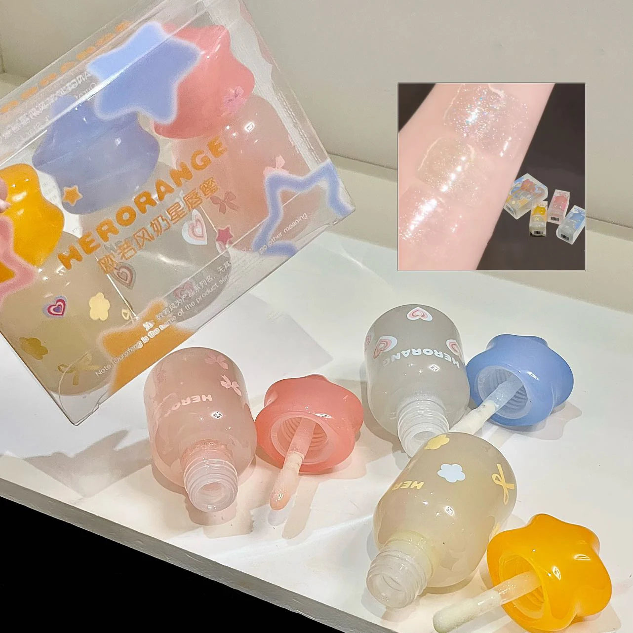 Peach Pink Moisturizer Lip Gloss Hydrating Transparent Fine Shimmer Lip Glaze Lasting Non-Stick Jelly Lip Plumping Korean Makeup