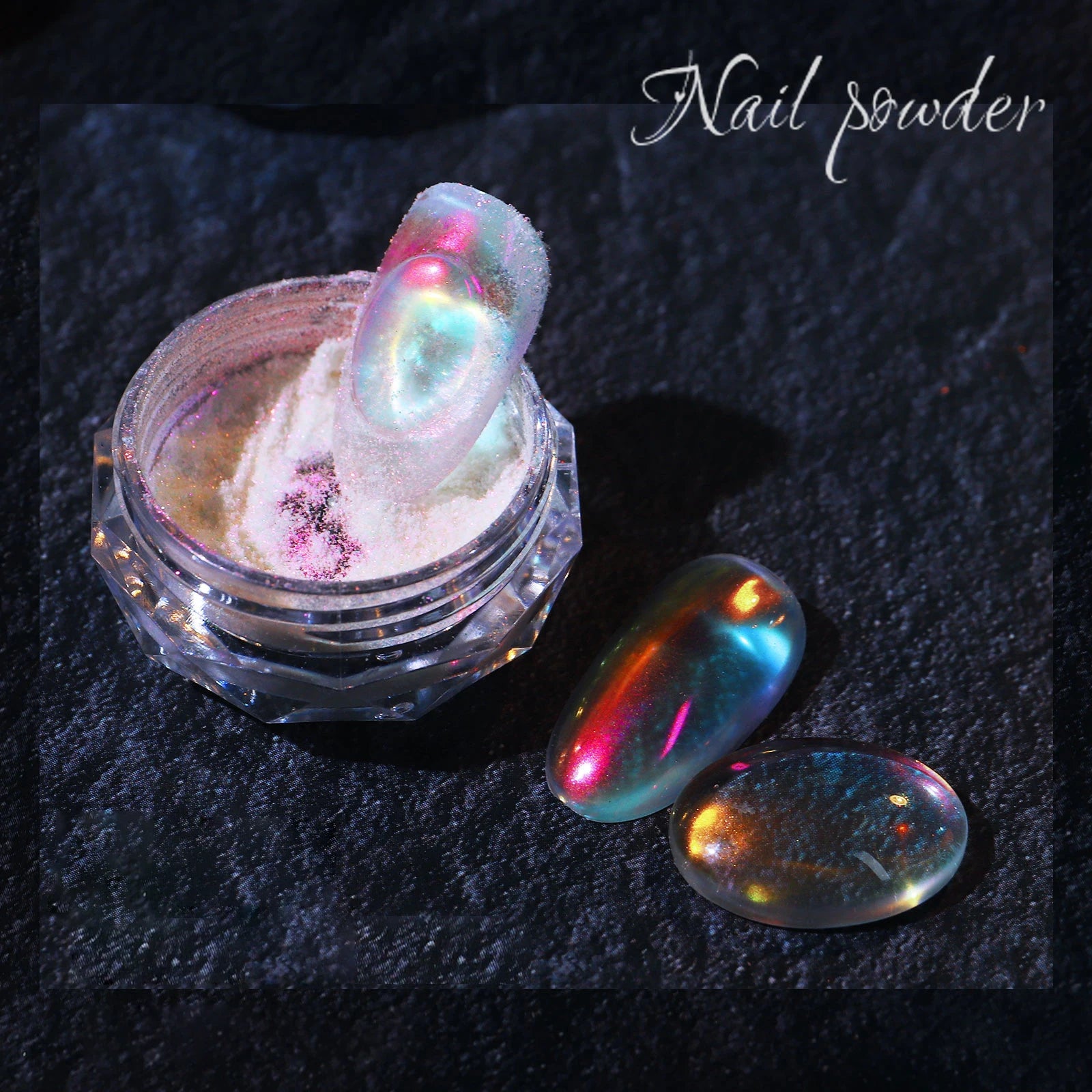 Nail Glitter Aurora Ice Transparent Laser Magic Aurora Rainbow Mirror Gel Pigment Powder Chrome Nai Charm Art Decoration Tools