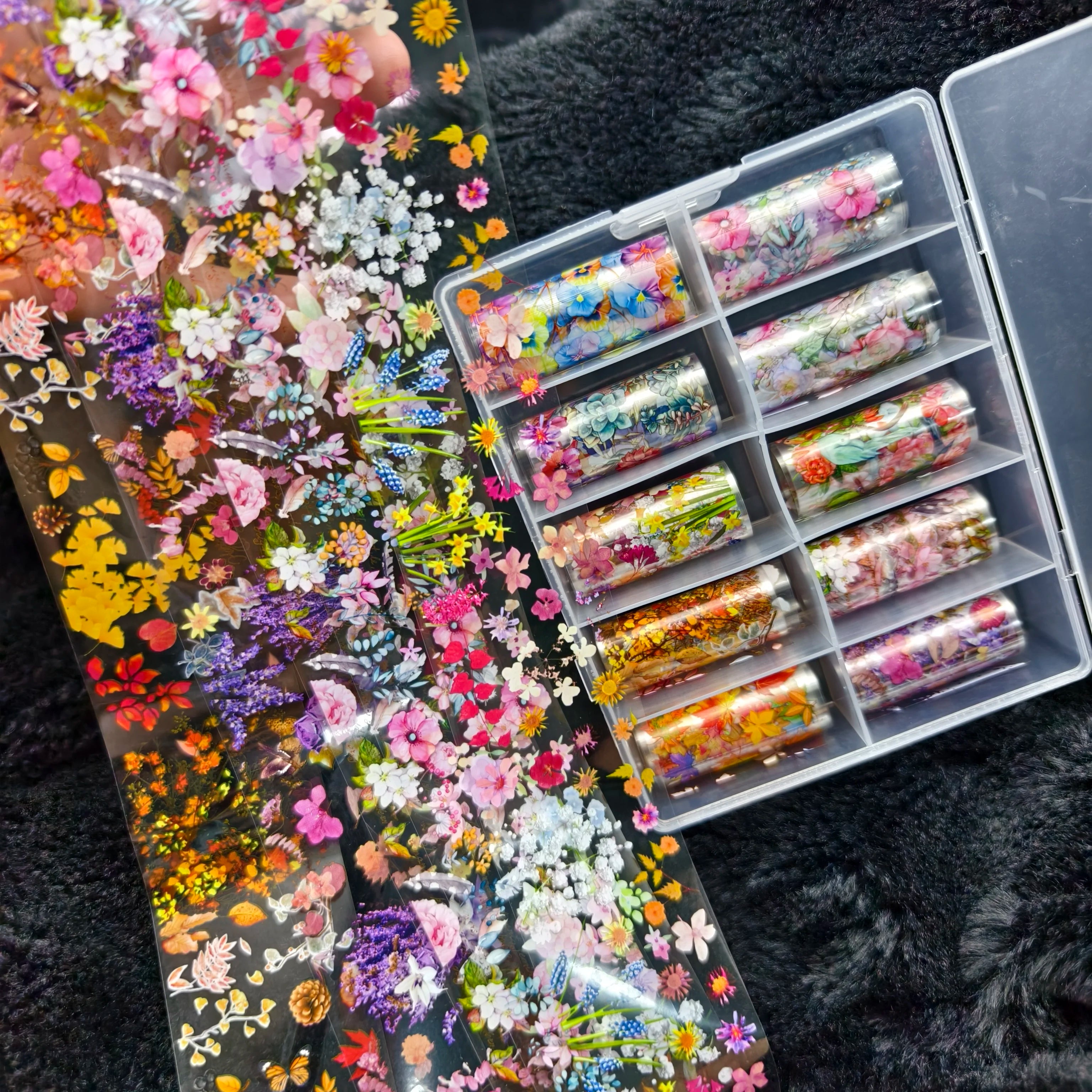 10Rolls Halloween Flower Plaid Angel Marble Bow Nail Foils Transfer Paper Nail Art Stickers Decal Nails Decoration