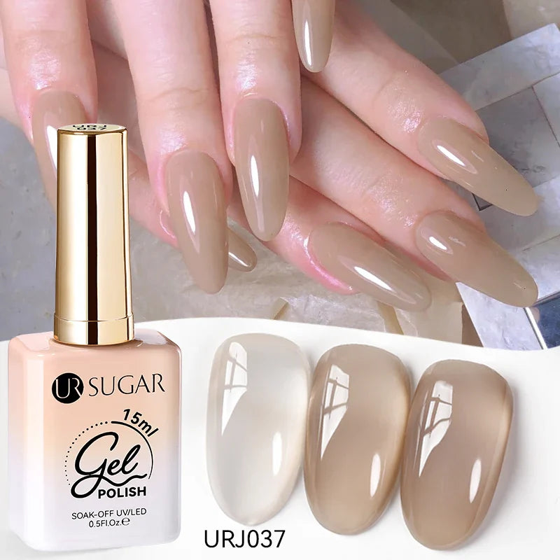 UR SUGAR 15ml Jelly Nude Gel Nail Polish Light Pink Translucent Color Soak Off UV LED Gel Varnish Nail Art DIY Fashion Manicure