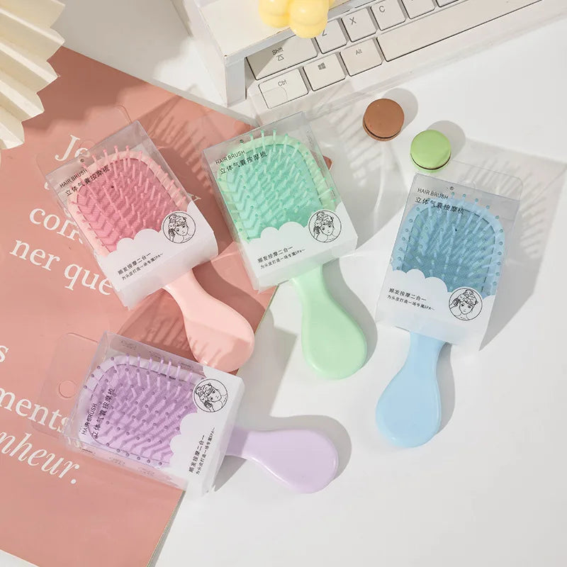 1pcs mini portable massage cute cartoon air cushion anti screw hair brush comb hair styling tool Special for real hair wigs