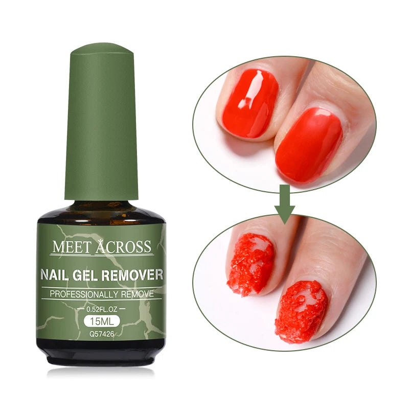 MEET ACROSS 15ml Magic Nail Gel Remover Just 3-5 Minutes Easy to Remover Function Nail Gel Polish Cleaner Nail Art Manicure