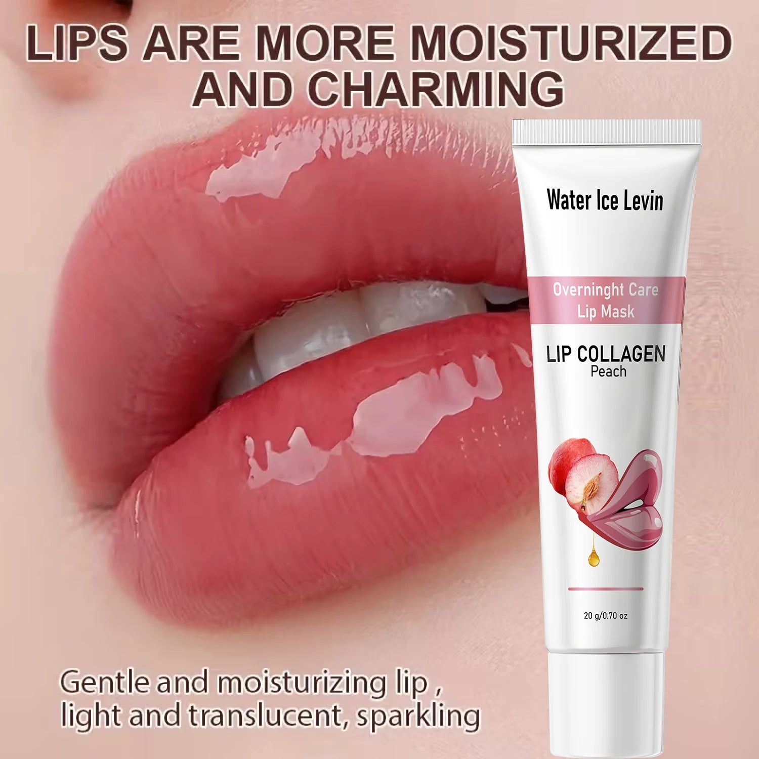 Peach Collagen Overnight Lip Mask with Peptide & Aloe Vera Peel-Off Nourishing Hydrating Lip Care Treatment
