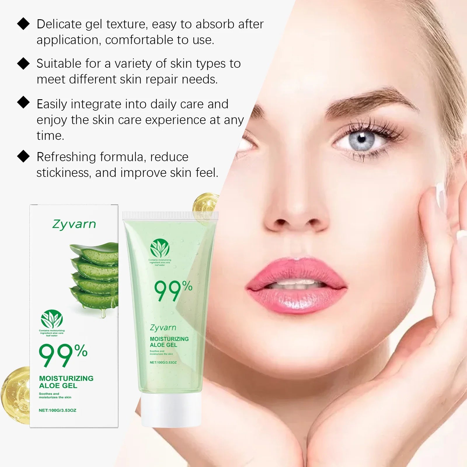 99% Aloe Gel for Repairing Sunburn Damaged Skin Antioxidant Even Skin Tone Moisturizing Soothing Anti Acne Brightening Face Care