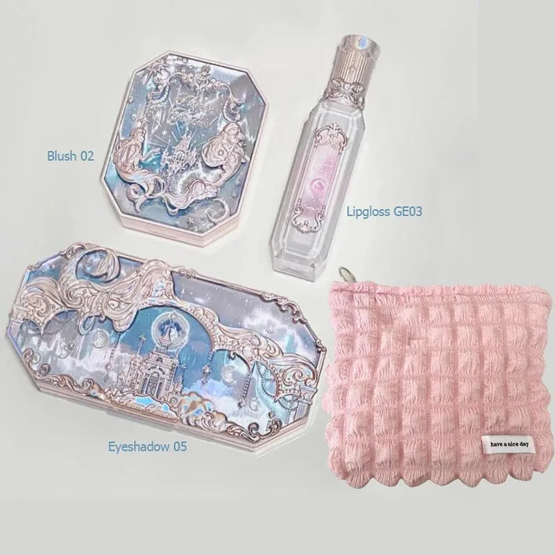 Makeup Flower Knows Set Swan Ballet Series Six Color Eyeshadow Palette Embossed Blusher Shine Lipstick Kit With Bag All In