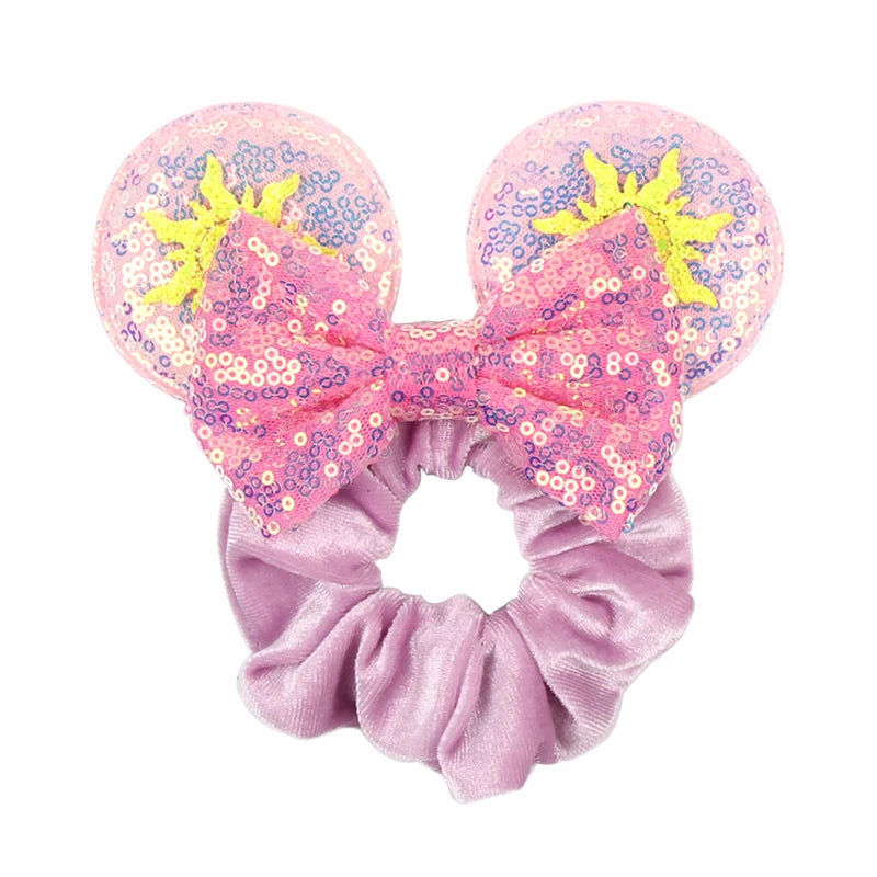 Women Ears Hair Scrunchies Velvet Hairbands For Girls Sequins Bows Headband Women Trip DIY Accessories Mouse Party Decor
