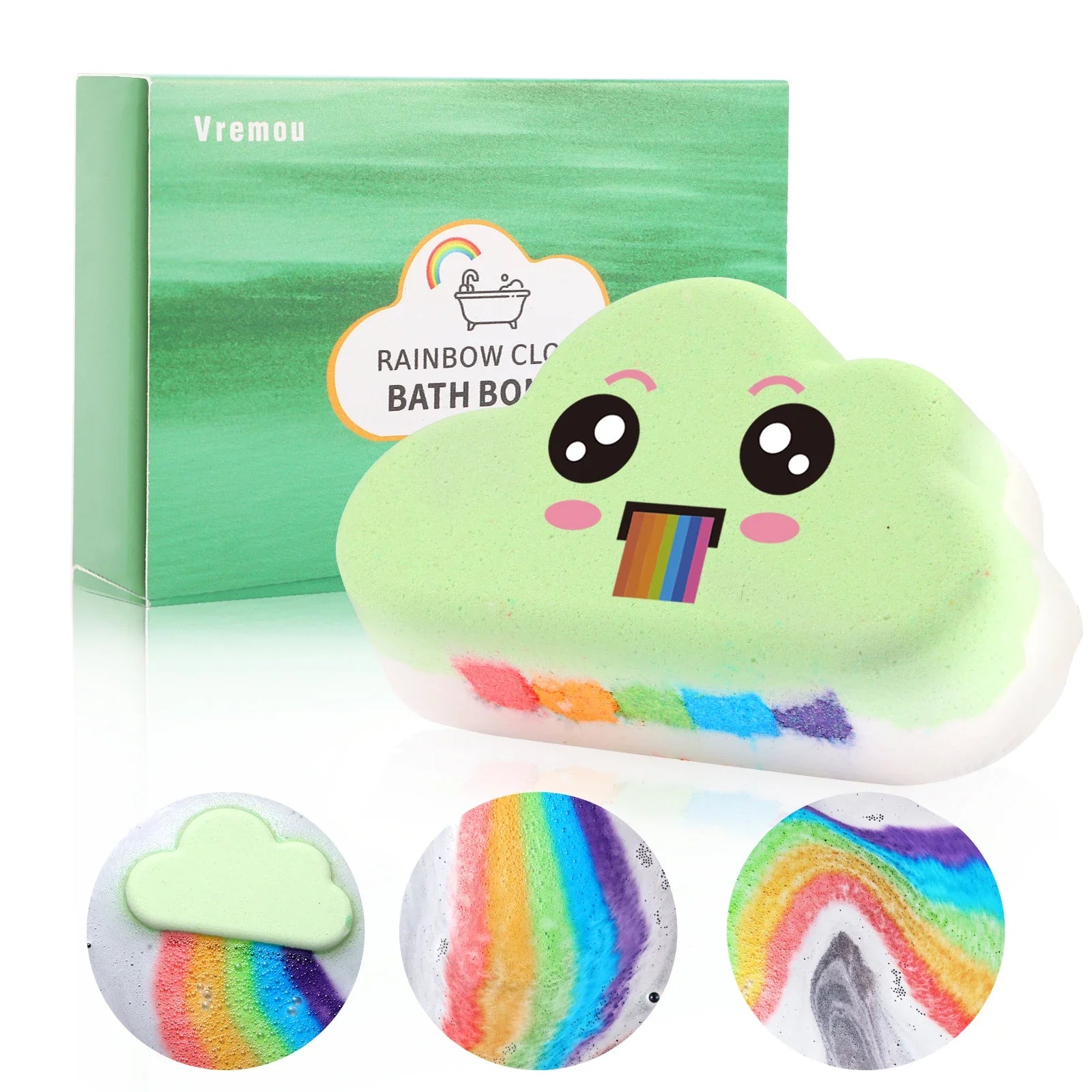 1Pcs/4Pcs Rainbow Bath Bombs Gift Set, Handmade Organic Bath Bombs for Kids Girls, Natural Kid Bubble Bath Fizzy