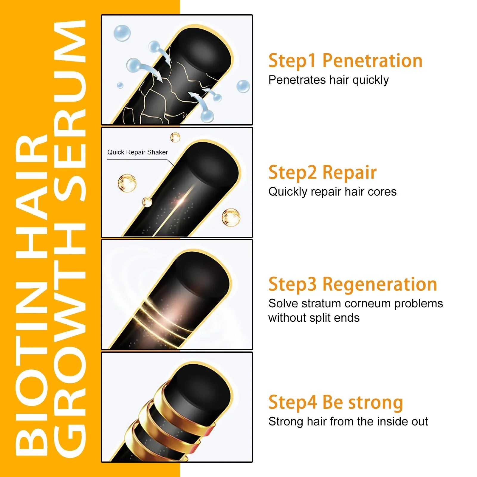EELHOE Magic Biotin Hair Serum Strengthen Smoothing Deep Nourishing Frizzy Hair Product Damaged Repair Spray Hair Oil Serum 30ml