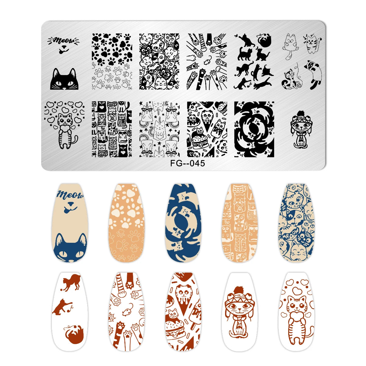 Cartoon Bear Nail Stamping Plates Fruit ice cream cake Floral Flower Leaf Printing Stencil Nail Stamp Templates Nail Art Tools