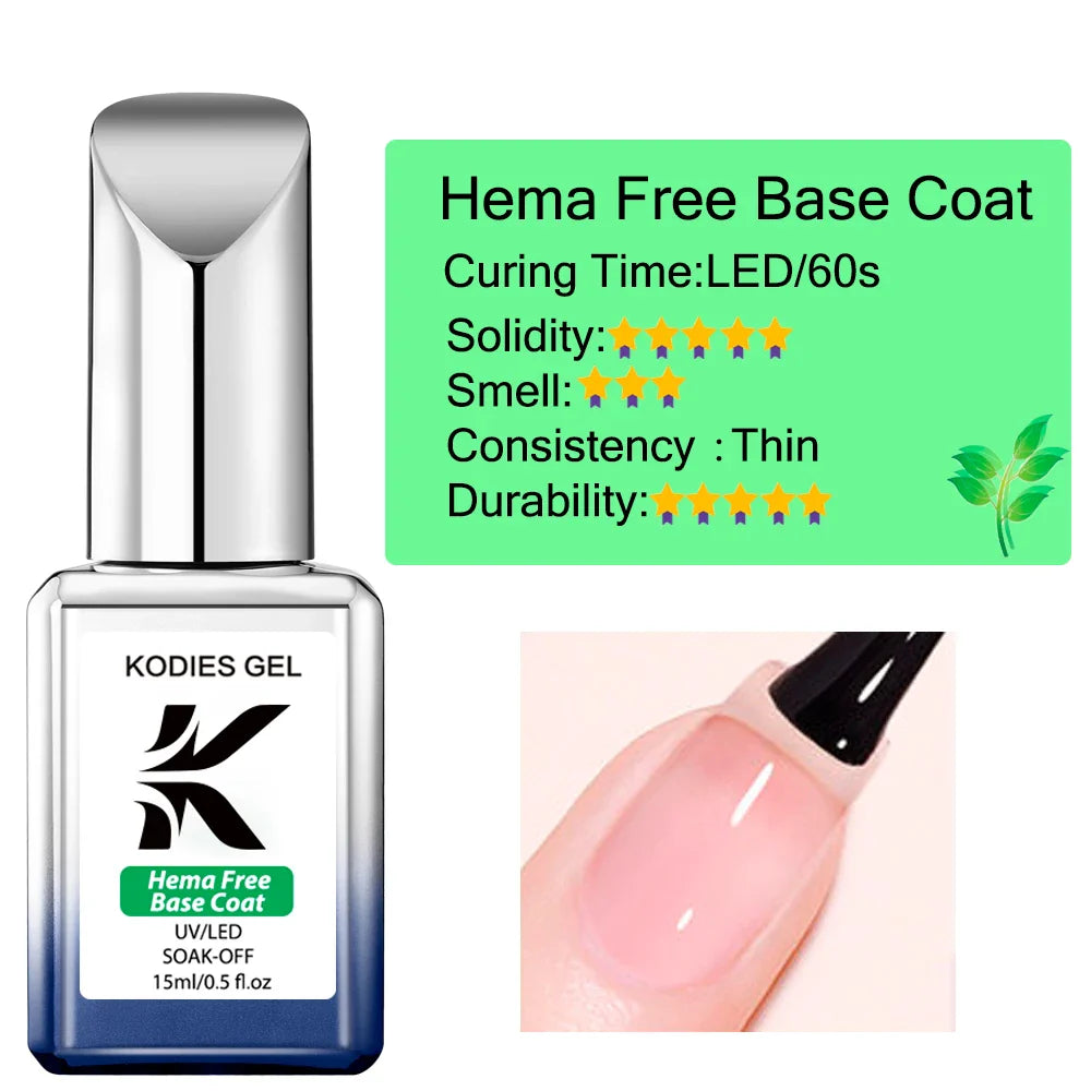 KODIES GEL Bio Keratin Rubber Base Coat UV Gel Nail Polish Vitamin Formula Repair Nail 15ml Semi Permanent Manicure Strengthener