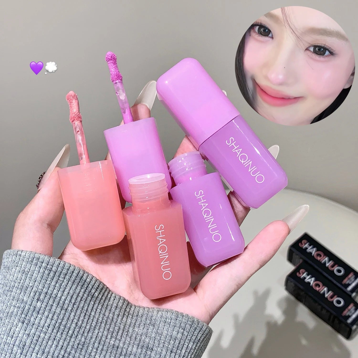 Monochrome Liquid Blusher Waterproof Moisturizing Highlight Beauty Purple Lip and Cheek Dual-use Matte Natural Rouge Face Makeup