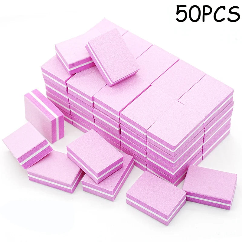 50Pc Professional Mini Nails Art buffer File 100/180 Sandpaper Manicure Tips Care File Sanding Polishing Grinding Equipment Tool