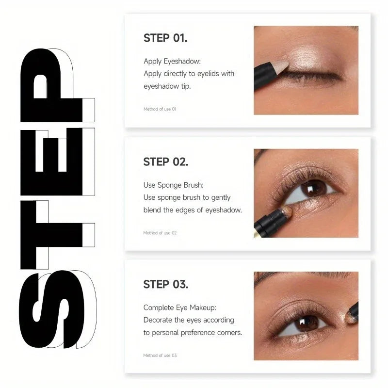 Metallic Glitter Eyeshadow Stick Matte Waterproof Shimmer Lying Silkworm Long Lasting High Gloss Pearlescent Eyeshadow Pen