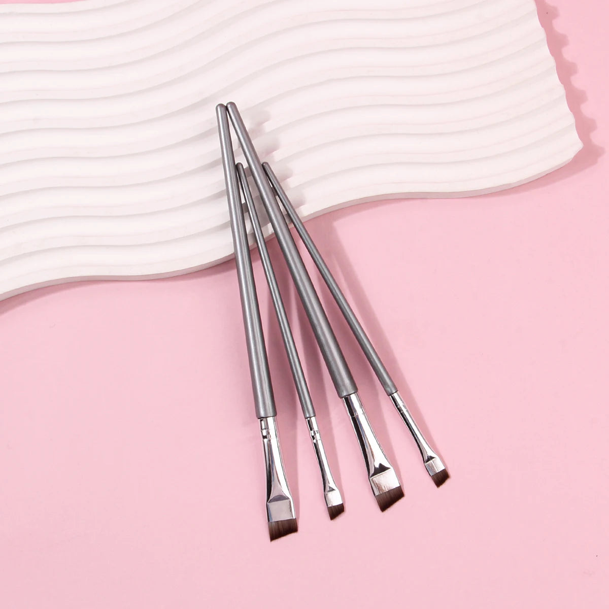 4PCS Liquid Eyeliner Brush Ultra Thin Fine Oblique Angle Flat Head Eyebrow Brush