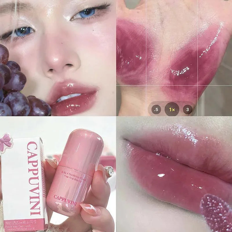 Lasting Waterproof Moisturizing Plump Lip Gloss Mirror Effect Lip Color Water Gloss Ice Clear Peach Pink Lip Glaze Korean Makeup
