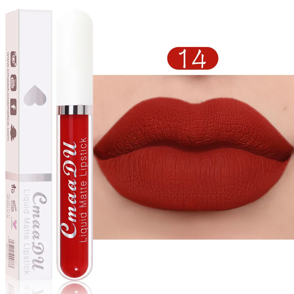 CmaaDu 1 Pcs Matte Lip Gloss Liquid Lipstick- Lip Stains with Long-Lasting Waterproof, Adult Age Range, Red Tones Easy to Color