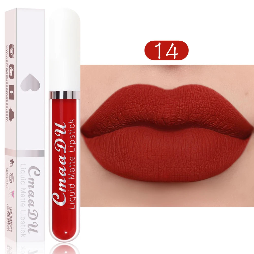CmaaDu 1 Pcs Matte Lip Gloss Liquid Lipstick- Lip Stains with Long-Lasting Waterproof, Adult Age Range, Red Tones Easy to Color